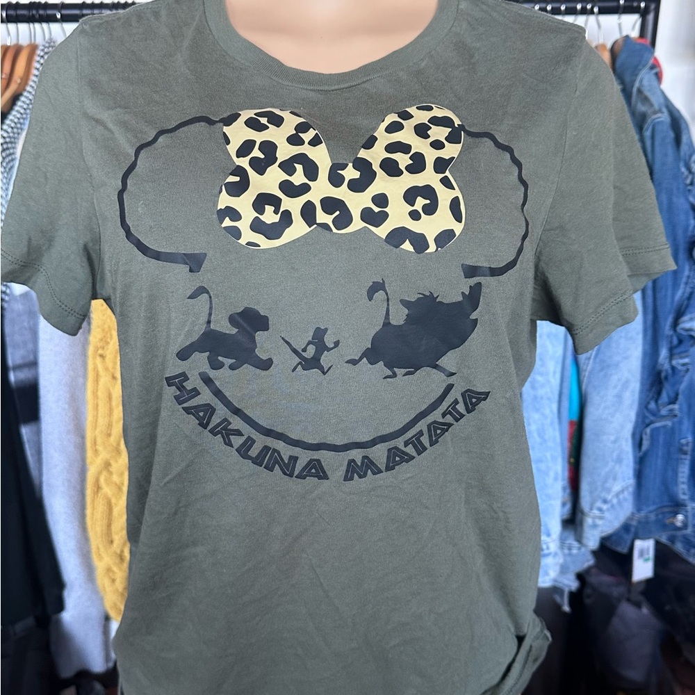 Disney Olive Green Hakuna Matata Tee with Leopard Bow